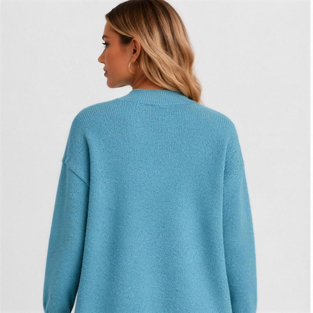 Longline open-front cardigan, back view on model