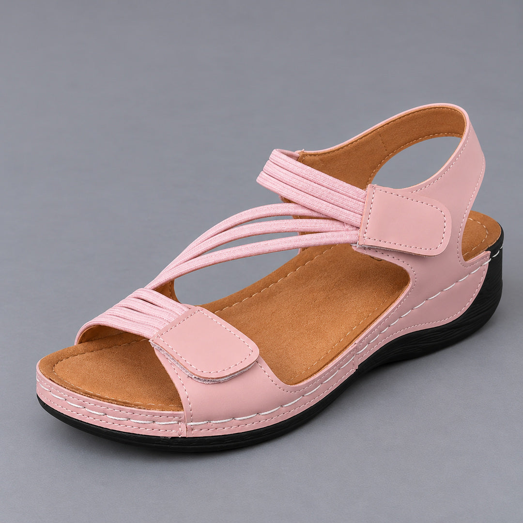Comfort wedge sandal in pink