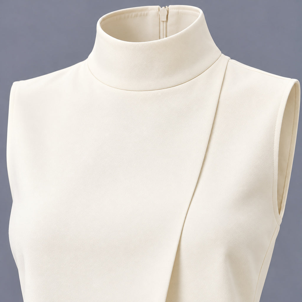 Close-up of the mock neckline