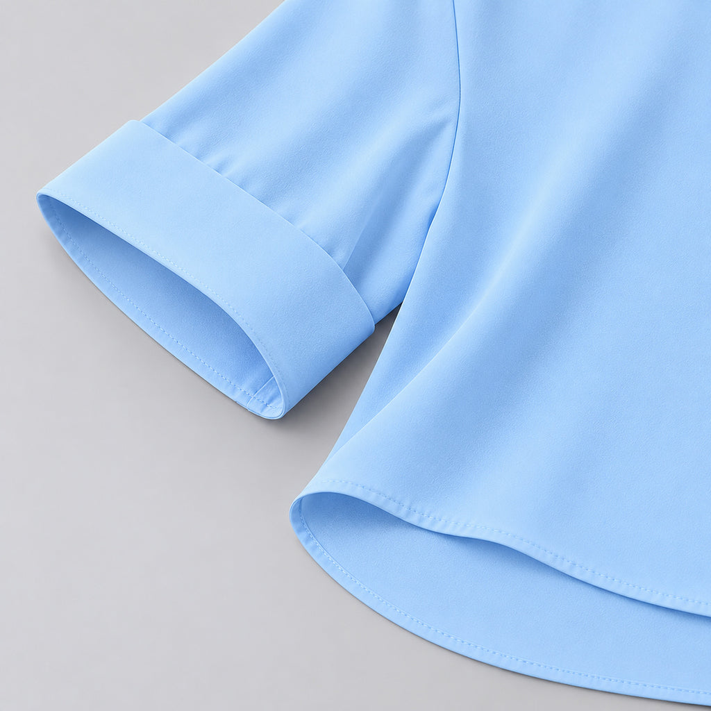 Close-up of the curved hem