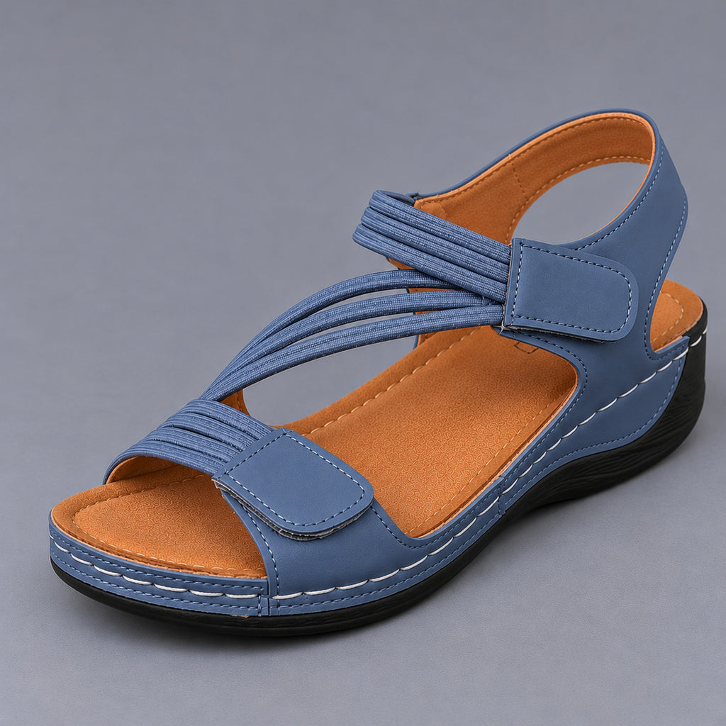 Comfort wedge sandal in blue